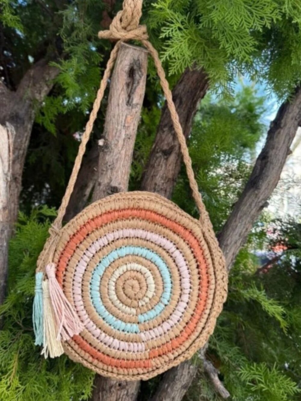 Camel Mini Pocket Hand-Knitted Straw Bag